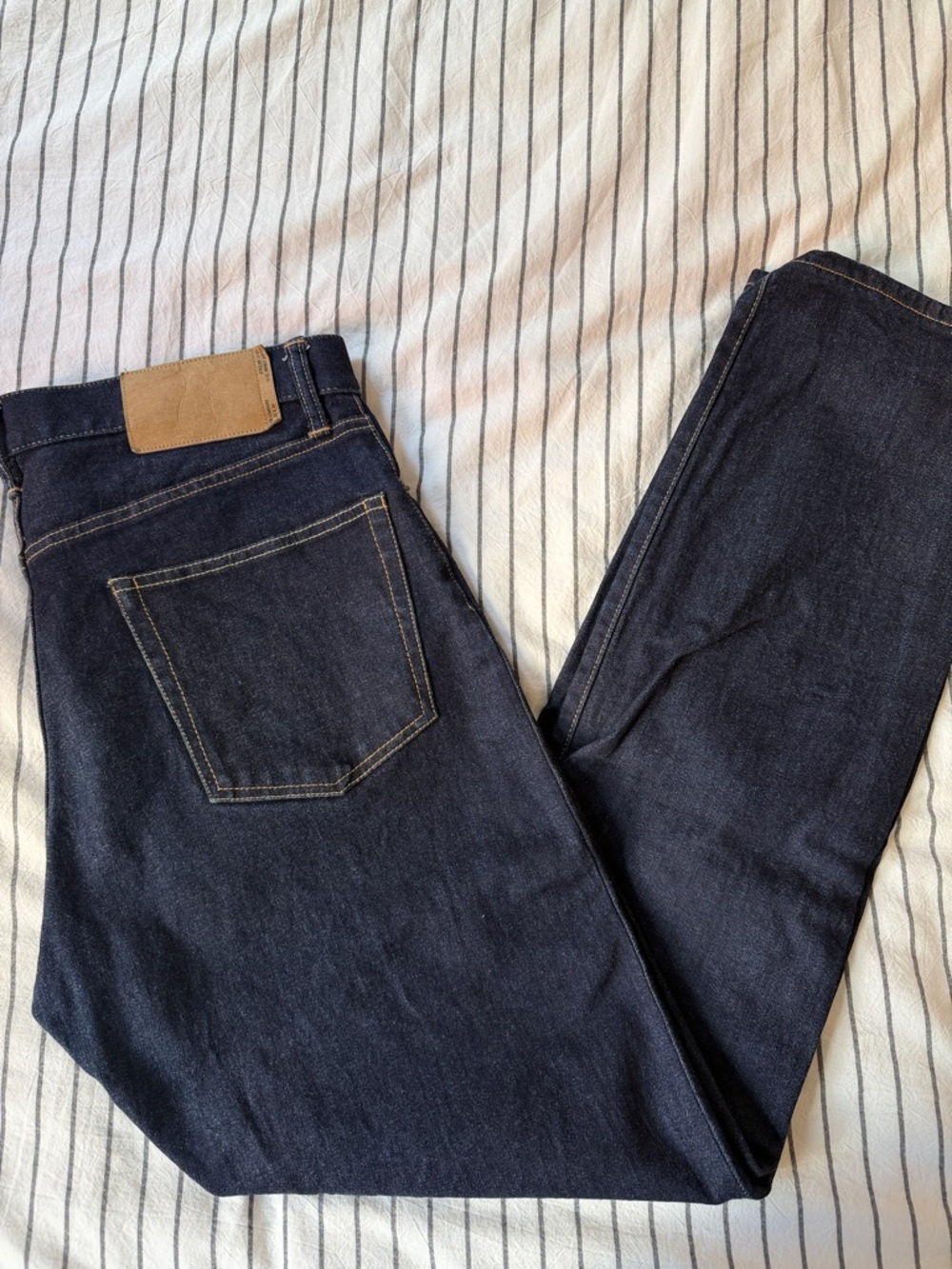Buck Mason Men's Dark Blue Denim Jeans - Classic Straight Fit